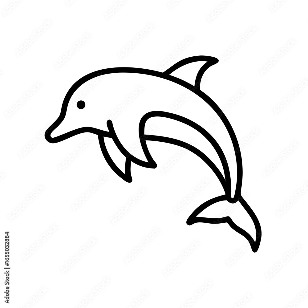 Obraz premium Dolphin swimming gracefully in a minimalist design style