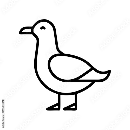 Seagull illustration in simple line art on a white background Concept of marine theme  