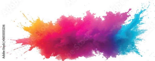 Rainbow Holi Color Explosion – Paint Powder Splash on White Background for Bright Festival Art and Design
