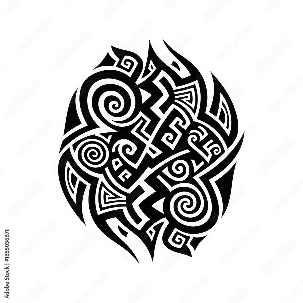 Tribal tattoo design with abstract patterns isolated on transparent background, representing ethnic art, cultural symbols, and decorative elements Tribal tattoo design with abstract patterns isolated on transparent background, representing ethnic art, cultural symbols, and decorative elements