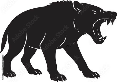 Fierce andrewsarchus prehistoric mammal silhouette vector illustration