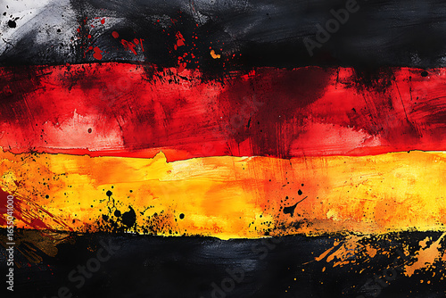 Abstract watercolor texture of the german flag