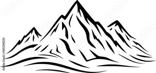 Stylized mountain range black and white peak summit