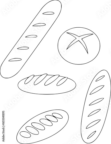 Various baked bread loaves with score marks loaf baguette