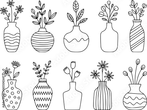 Various vases with floral arrangements flower plant