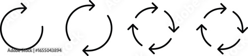Circular Arrow Set Outline Design, Hand Drawn Recycle Arrows Isolated Icon