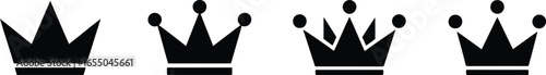 Crown Icons Set Design Royalty Symbol on White Background