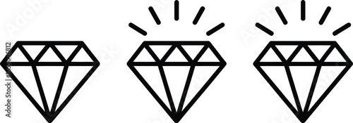 Diamonds Icons Line Set with transparent background, Brilliant Gemstones, Luxury Gems