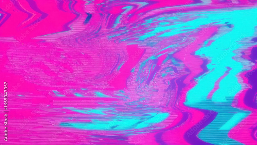 Fototapeta premium Vibrant Glitch Art: Abstract Pink and Cyan Digital Distortion Texture
