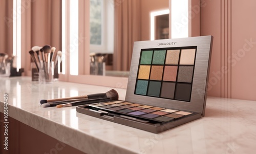 Wallpaper Mural Makeup palette and brushes on marble vanity Torontodigital.ca