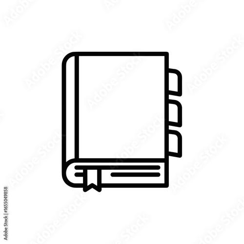Blank notebook with tabs and bookmark in minimalist design  