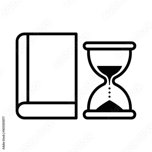 Book and hourglass symbolizing time management and learning  