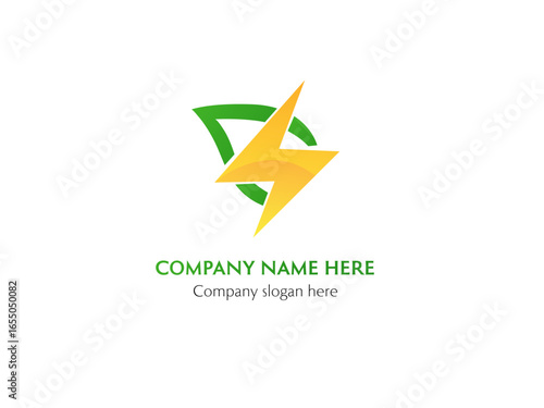 Dynamic Energy Company Logo Design | Green & Yellow Lightning Symbol
