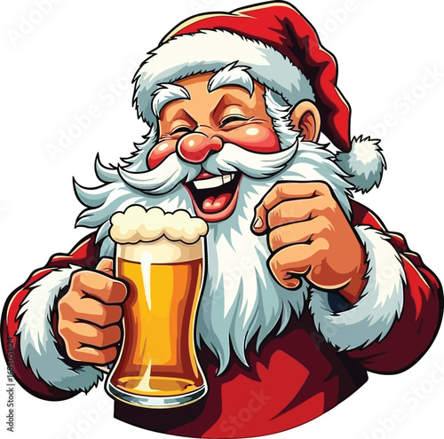 Jolly santa holding beer santa claus christmas