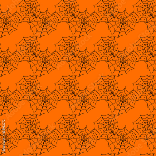 Seamless dark lace pattern with fine spiderweb details on gray-black background