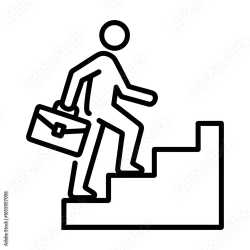 Businessman Climbing Stairs Icon – Career Growth and Success Vector Illustration