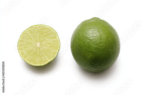 a lime and a half of a lime on a white surface