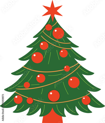 Classic Decorated Christmas Tree with Star