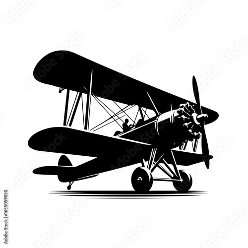 biplane vector, biplane silhouette
