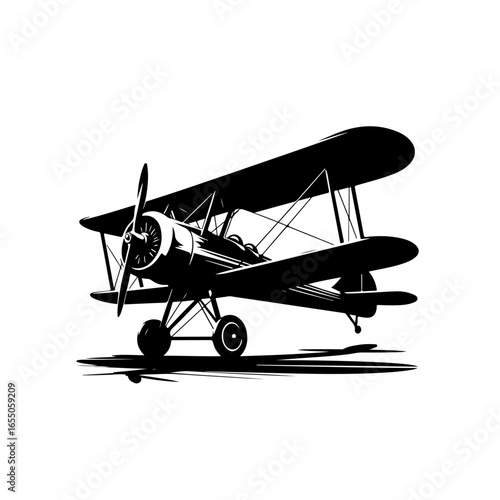 biplane vector, biplane silhouette