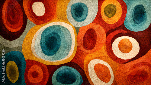 Abstract retro pattern background with colorful circles and oval shapes design