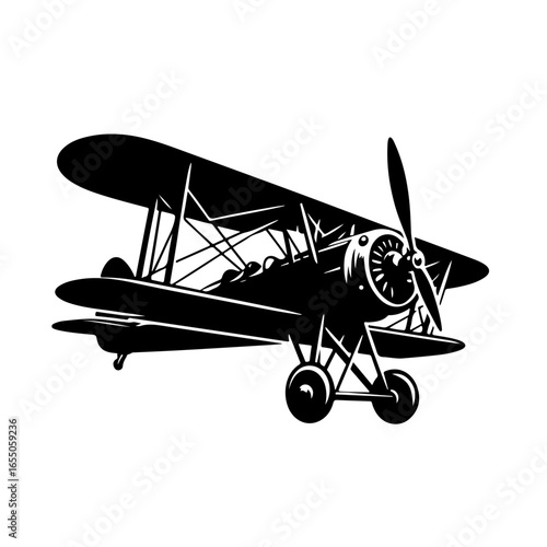 biplane vector, biplane silhouette