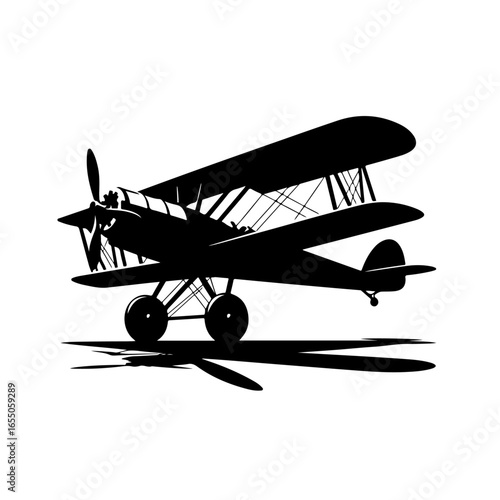 biplane vector, biplane silhouette