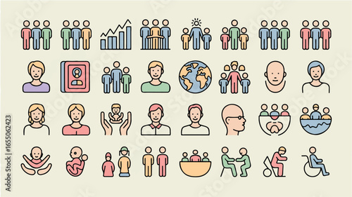 Diversity Inclusion Demographics and Community Icons Collection Represents Society Groups and Individuals