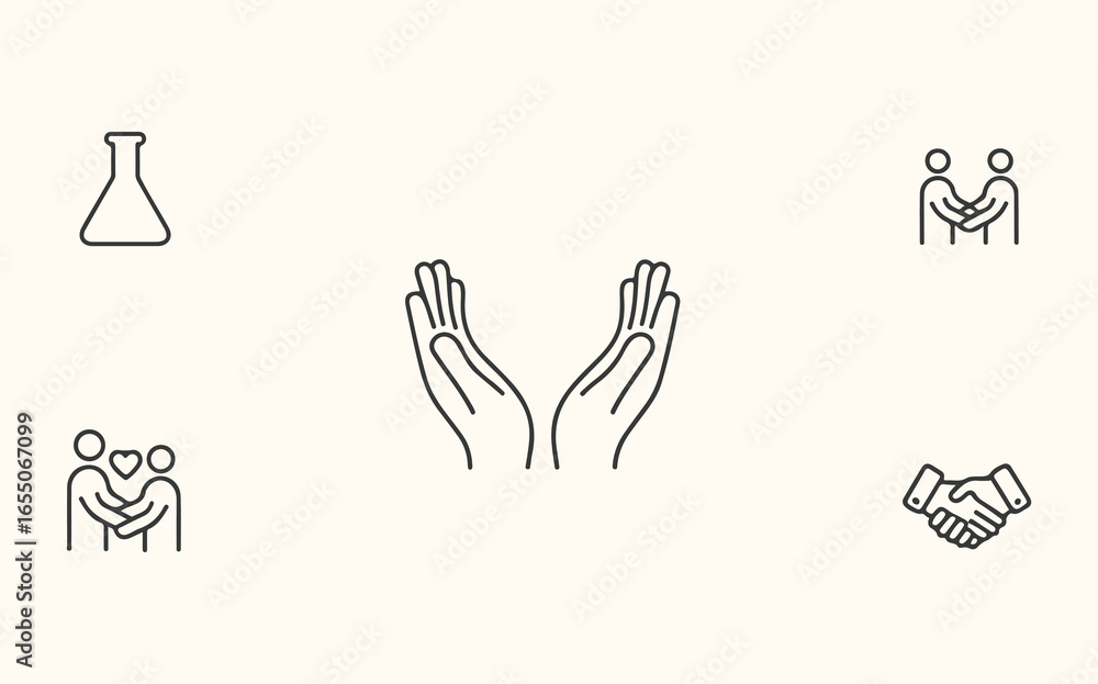 Fototapeta premium Hands holding hands with a heart vector illustration