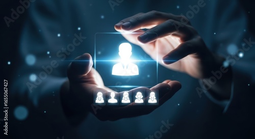 Strategic vision of a glowing chess piece held between two hands illuminating a path forward