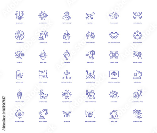 ai robotics engineer icons artificial intelligence robotic engineering collection