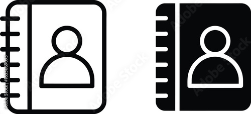 Contact Phone Address Book with Person Icon in Two Style Black and White