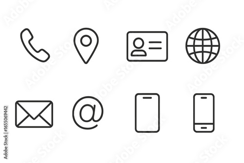 Icons representing various communication methods and contact details for modern connectivity in a clean design layout
