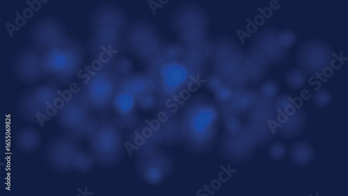 Abstract navy blue background with glowing blurry bokeh light effect, defocused circular shapes creating elegant festive atmosphere for digital design, holiday, or futuristic themes