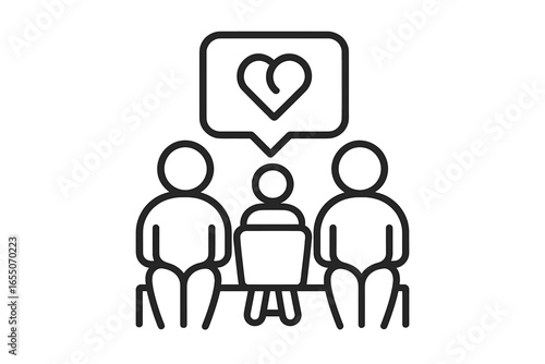 Family discussing love and emotions in an informal setting with a child present