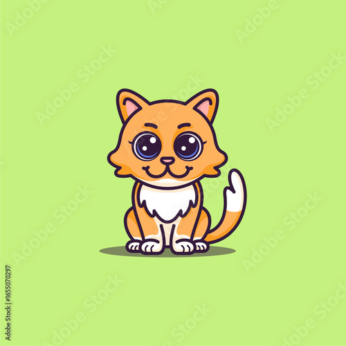 cute cat cartoon in doodle style