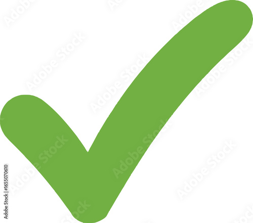 Green Check Mark Symbol with Transparent Background for Approval Indication