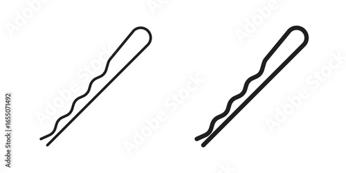 Two simple line art illustrations of wavy hair pins isolated on a white background.