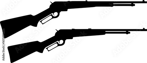 The black silhouettes of two classic winchester repeating rifles vector illustration
