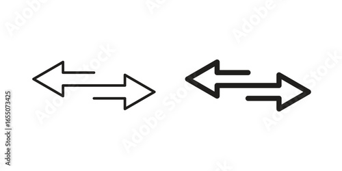 Two simple black arrows pointing in opposite directions, isolated on white. Suitable for web design or app interfaces.