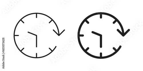 Two simple clock icons illustrating the passage of time, isolated on a white background. Perfect for scheduling, time management, or deadline concepts.