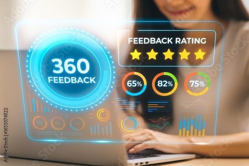 Futuristic Dashboard with 360 Feedback and Ratings Visualization
