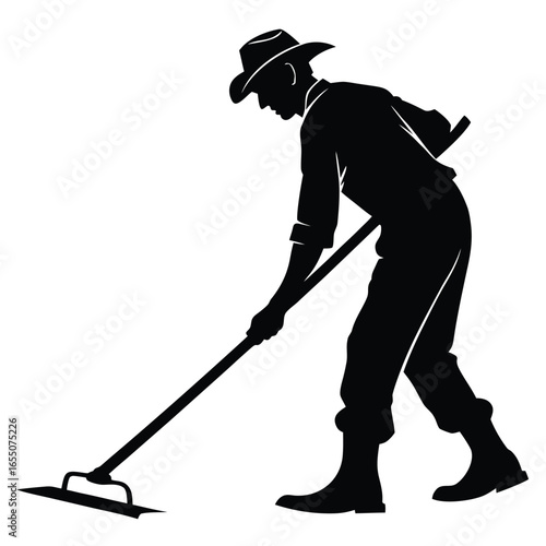 Farmer with plow silhouette