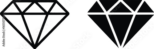 Two Diamond Shapes in Black and White on White Background, Minimalist