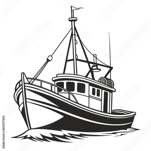 Fishing boat in harbor silhouette