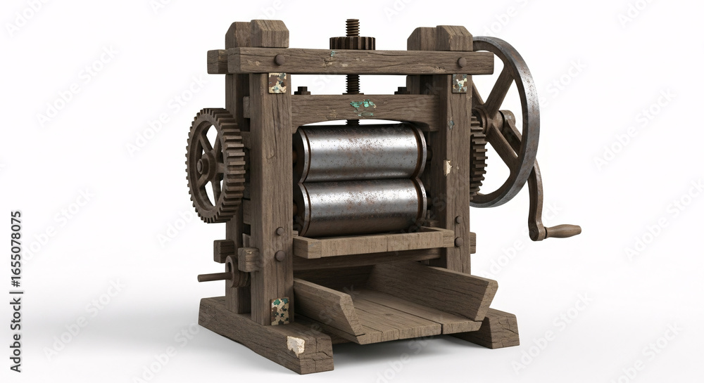 Naklejka premium Antique Wooden Sugar Cane Mill.