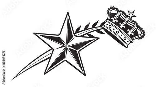 Black and white Star of David illustration with a shiny silver metal design for a winter holiday celebration vector design.