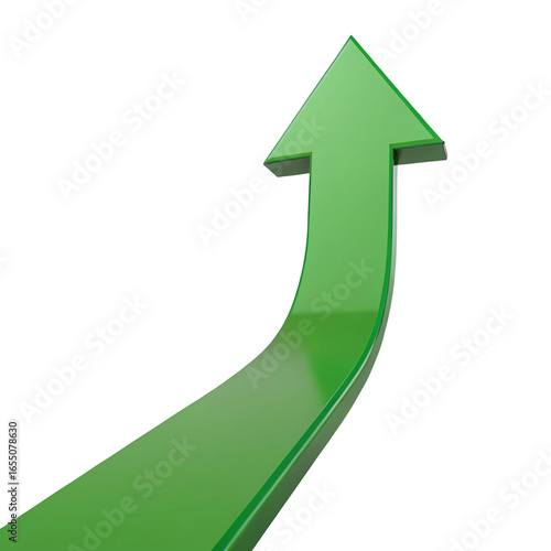Green arrow pointing upward representing growth concept success in business and financial progress