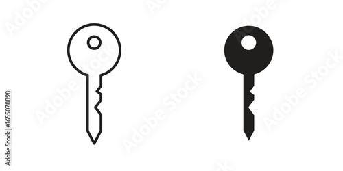 Two simple key icons: one outline, one solid black. Perfect for websites or apps.
