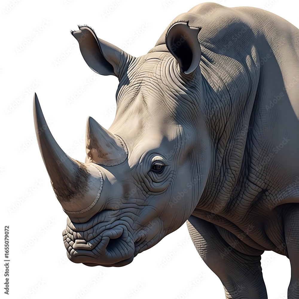 Obraz premium A close up view of a rhinoceros against white background